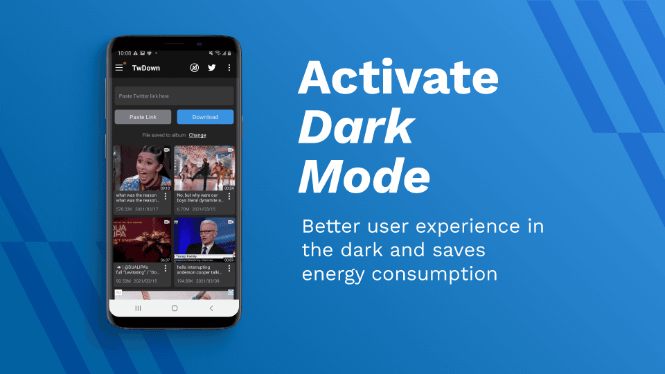 AhaSave Twitter Downloader Dark Mode