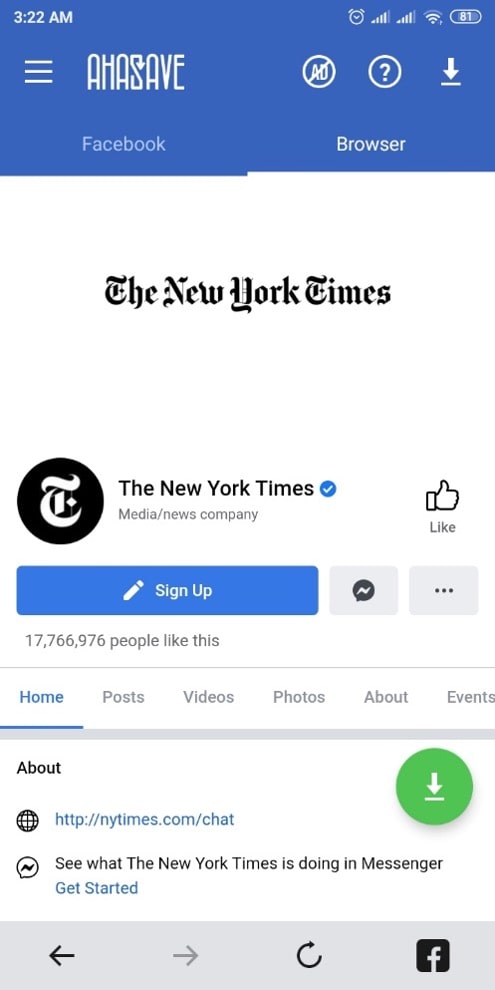 ahasave download facebook video NYT 2-min